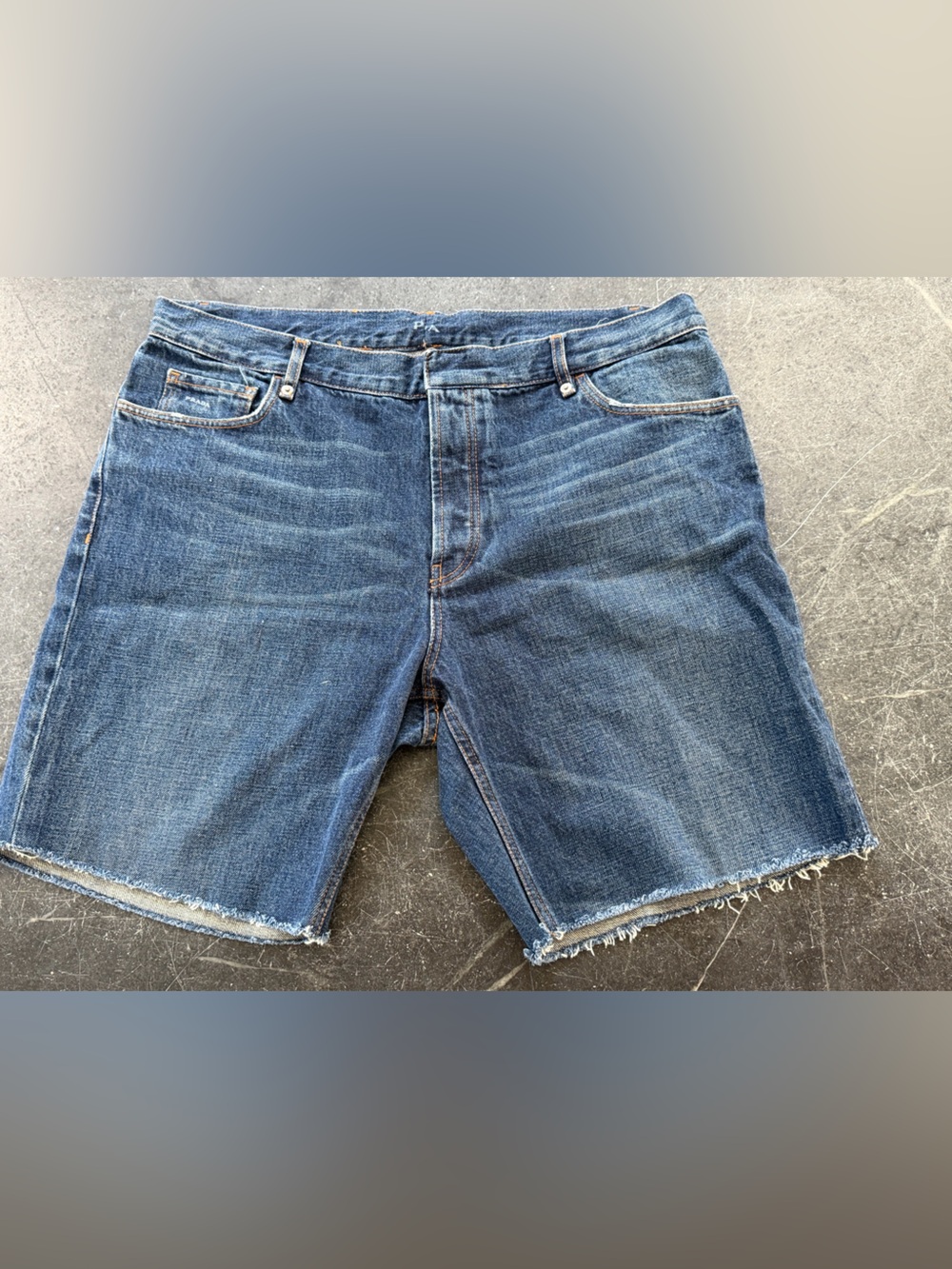 PRADA Classic Raw Hem Denim Shorts - Medium Blue